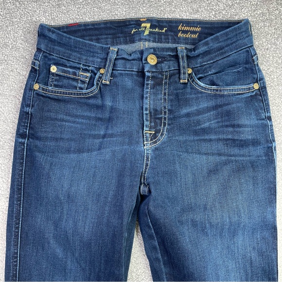 7 For All Mankind Jeans Women’s 25 Blue Kimmie Bootcut Low Rise Dark Wash - Picture 2 of 13